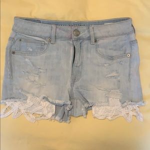 American eagle cutoff with lace shorts